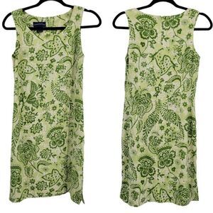 Vtg 80's Charter Club Dress Womens 4 Silk Sleeveless‎ Shift Paisley Pastel Green
